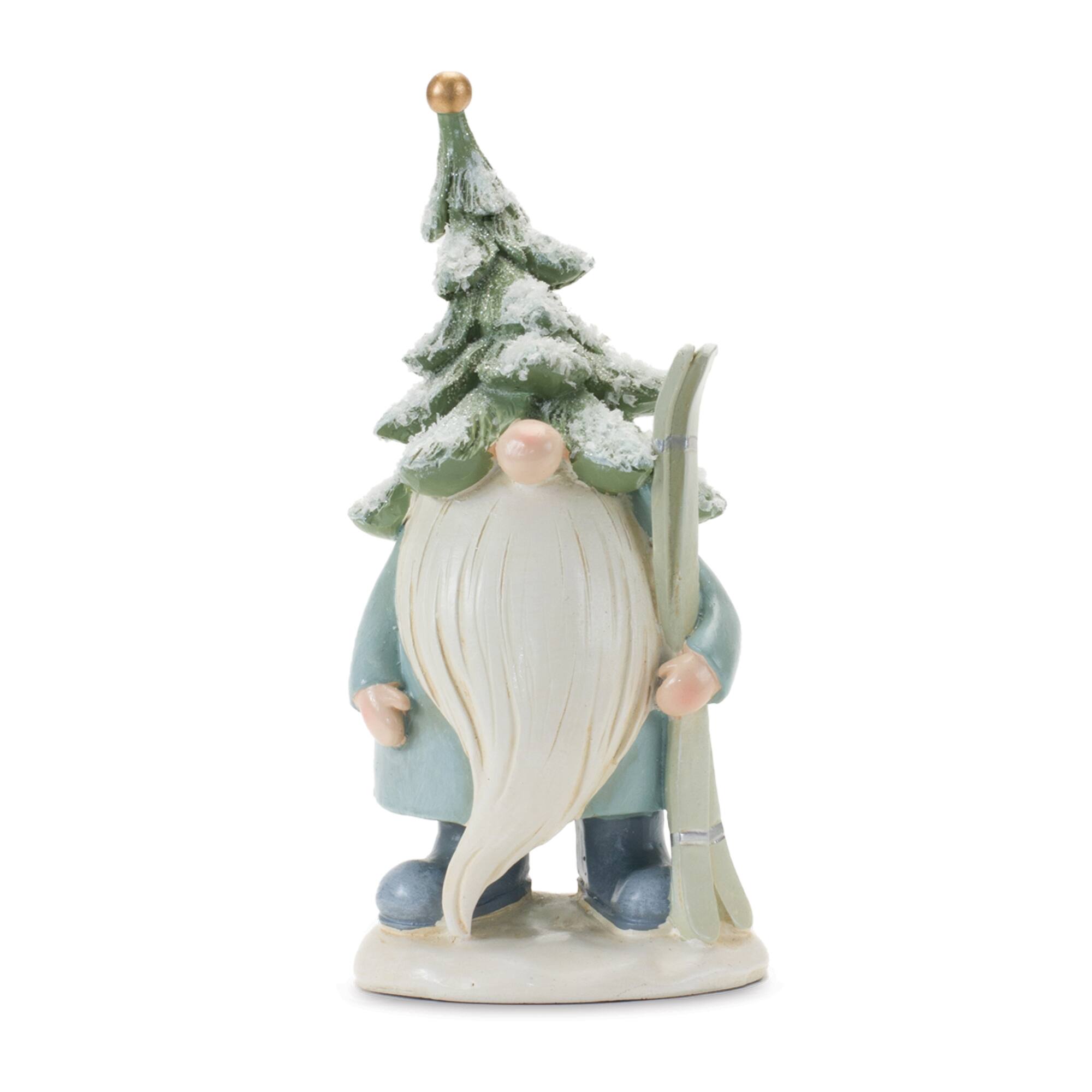 Back. BreeBe - Pine Tree Gnome with Skis and Skates (Set of 3) - Blue , White.