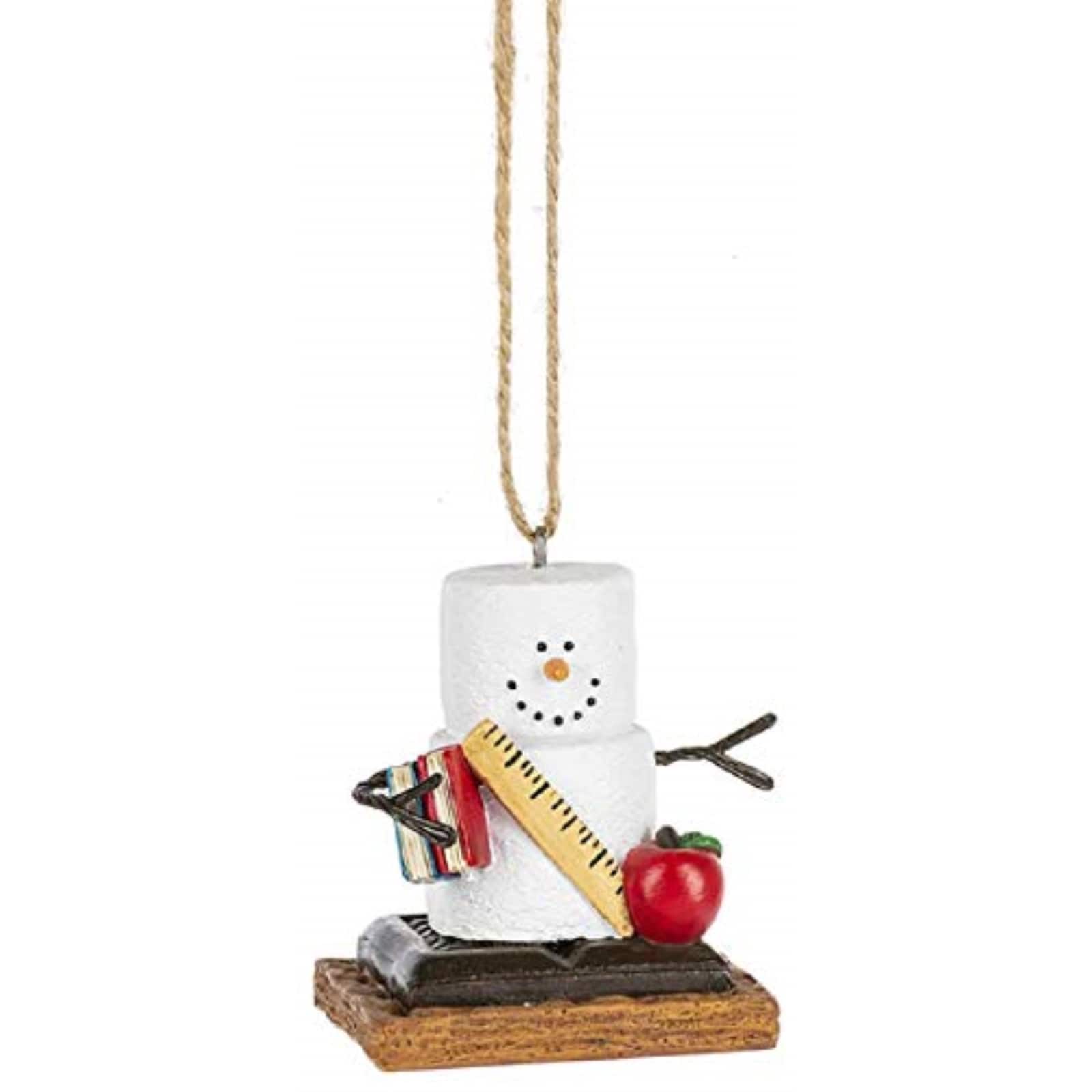 Ganz - S'mores Teacher Snowman Holiday Christmas Tree Ornament - White