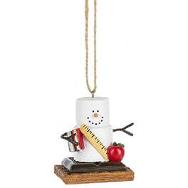 Ganz - S'mores Teacher Snowman Holiday Christmas Tree Ornament - White