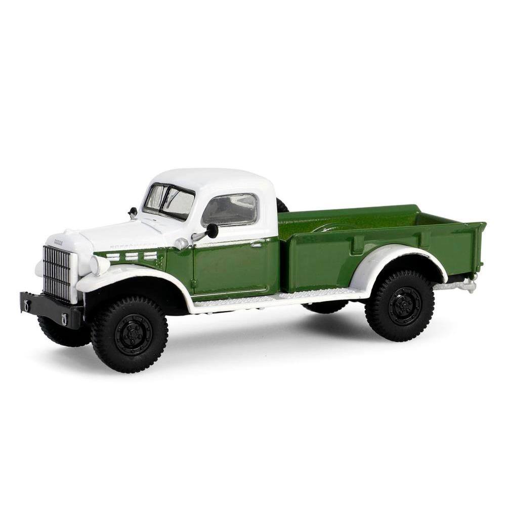 Alt View 1. Greenlight - 1950 Dodge Power Wagon Pickup Truck Green and White with 1/4 Ton Cargo Trailer Green "Hitch & Tow" Series 32 1/64 - Green and White.