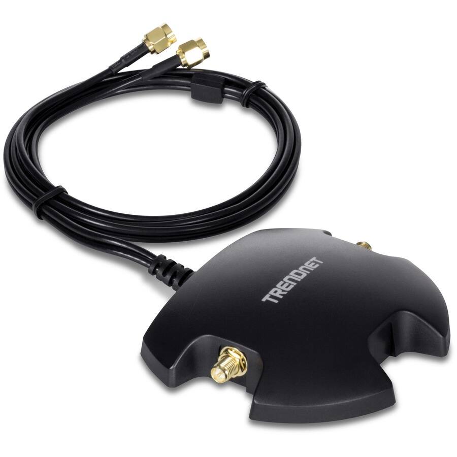 Alt View 1. Trendnet - TRENDnet Magnetic Dual Antenna Mounting Base Stand RP-SMA Female with RP-SMA Male Extension Cable 1m (3.3 ft.), Black - Black.