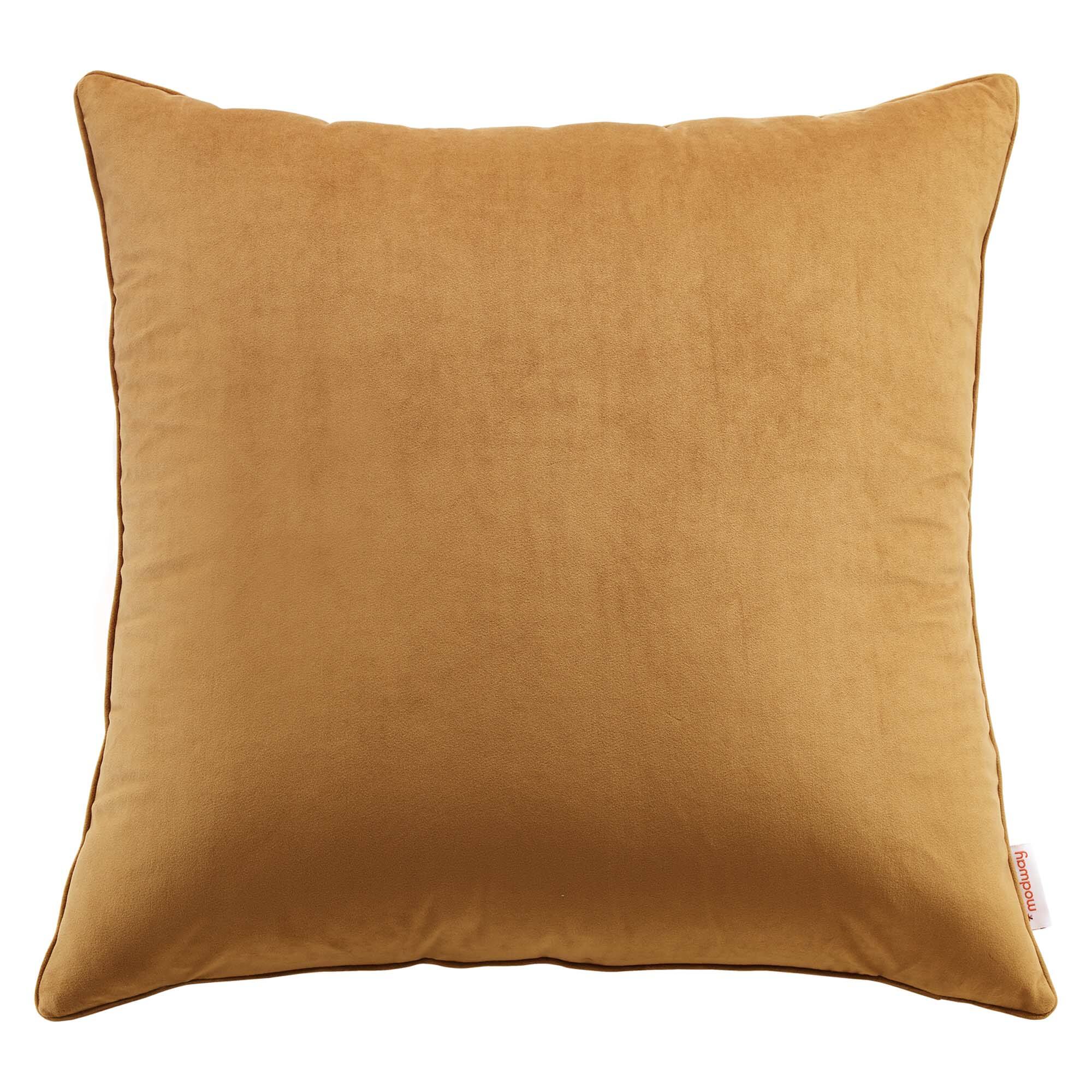 Angle. Modway - Enhance Performance Velvet Throw Pillow - Cognac.