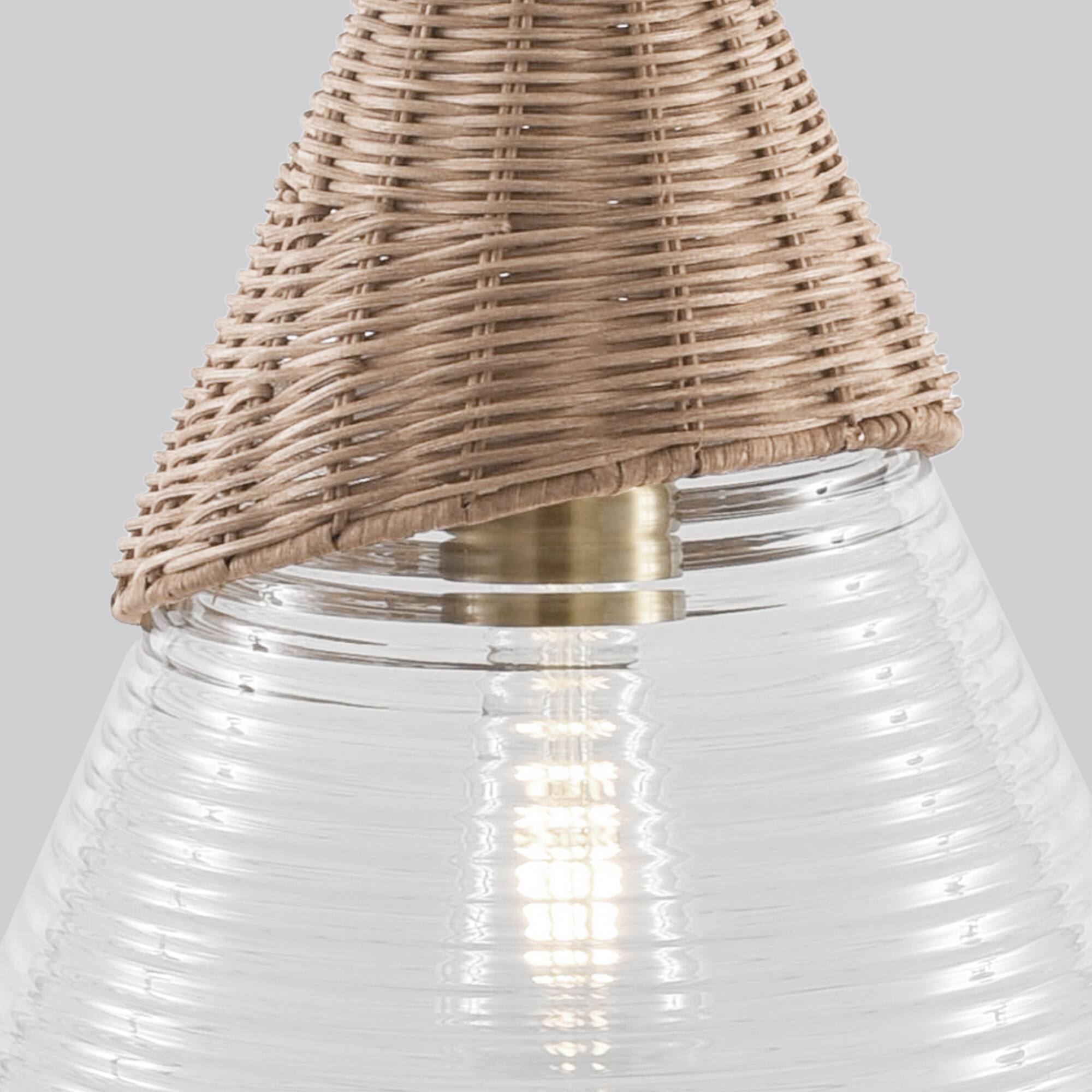 Alt View 9. Parrot Uncle - 1-Light Natural Modern Brass Hand-Woven Rattan Hanging Lamp Pendant Light - Brass.