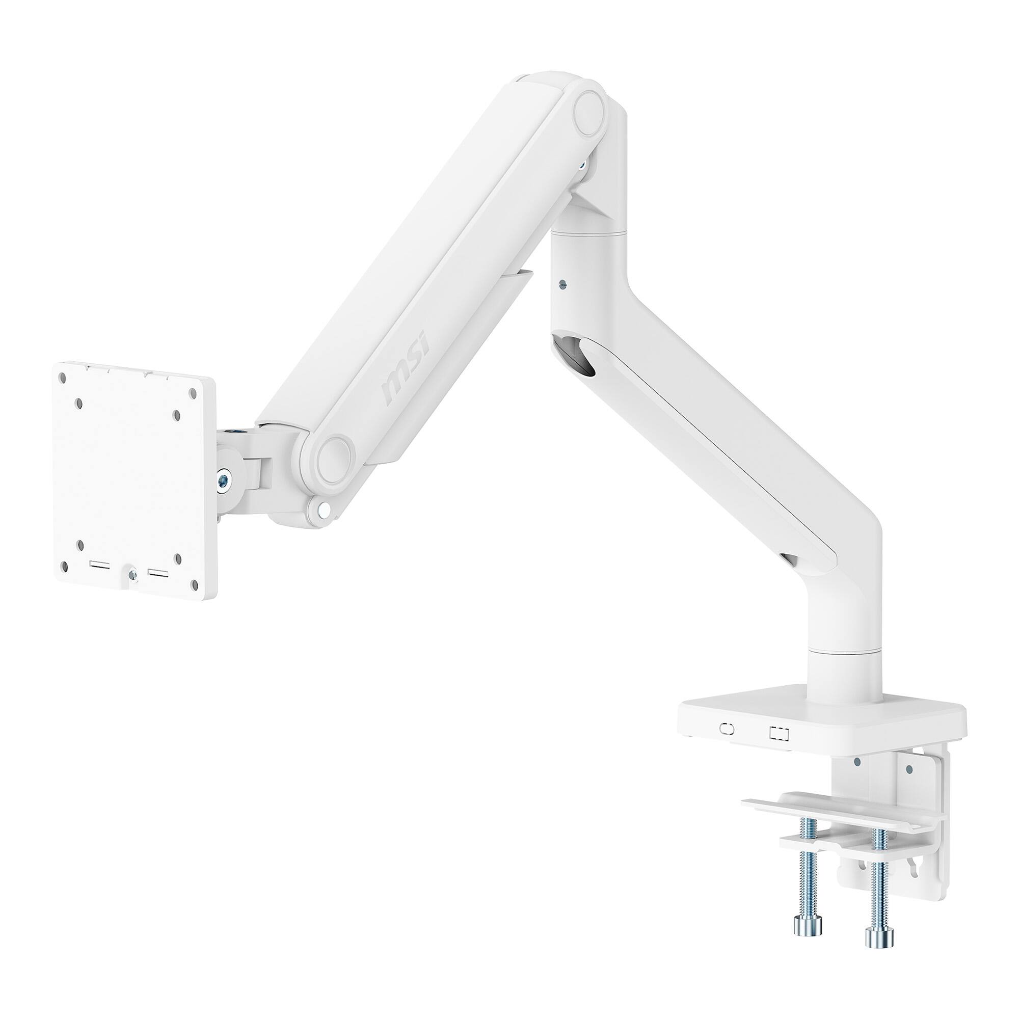 Alt View 7. MSI - MAG MT201W Single Monitor Arm – Adjustable Desk Mount, VESA Compatible, 17–49in, 44 lbs Capacity, Clamp & Grommet - Matte White.