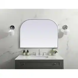 Elegant Decor - Metal Frame Arch Mirror 40x30 Inch - Silver