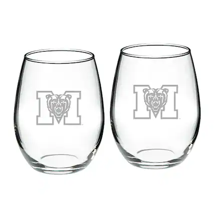 Front. Jardine - Mercer Bears 21oz. 2-Piece Stemless Wine Glass Set - Multicolor.