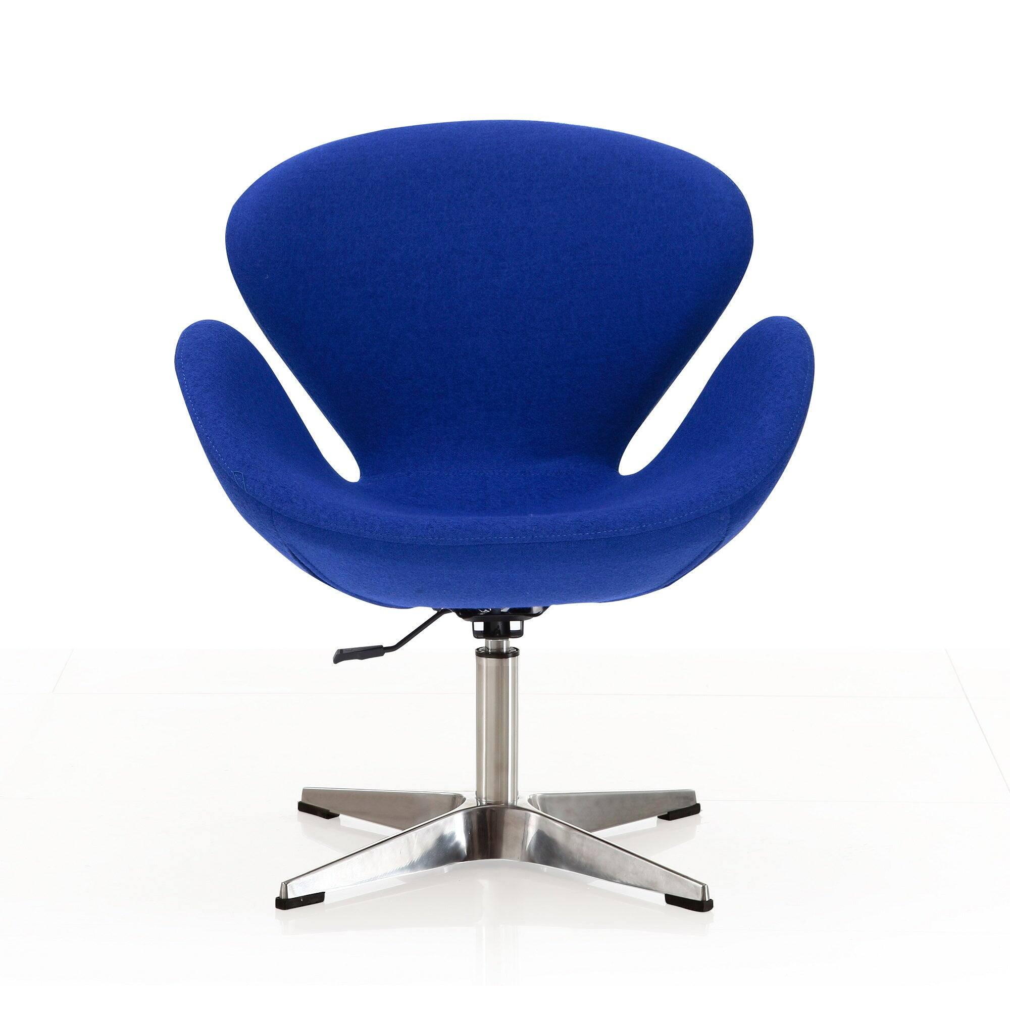 Alt View 1. Manhattan Comfort - Raspberry Modern Upholstered Swivel Lounge Chair - Set of 2 - Blue.