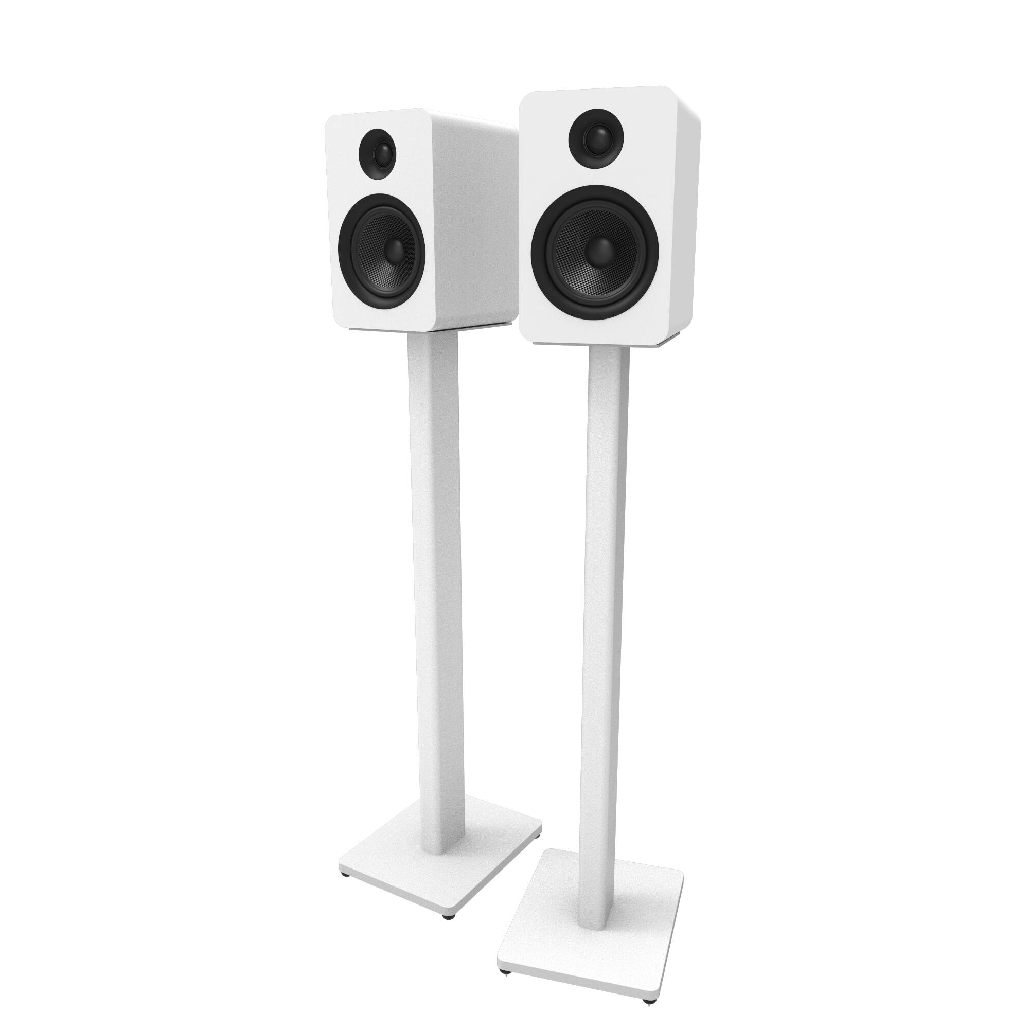 Alt View 5. Kanto - 34" Universal Bookshelf Speaker Floor Stands, Pair - White.