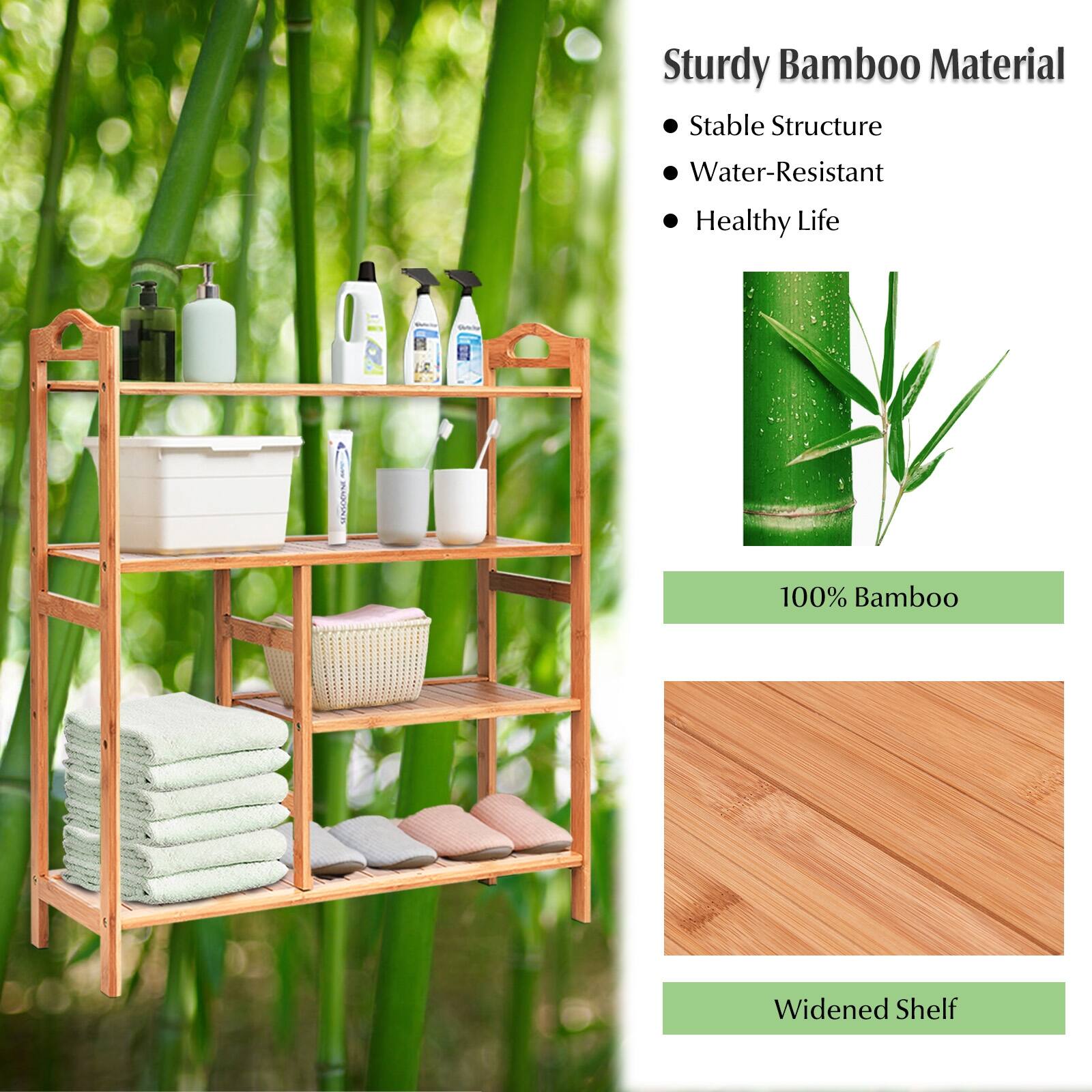 Sturdy Bamboo Material
Stable Structure
Water-Resistant
Healthy Life
100% Bamboo
Widened Shelf