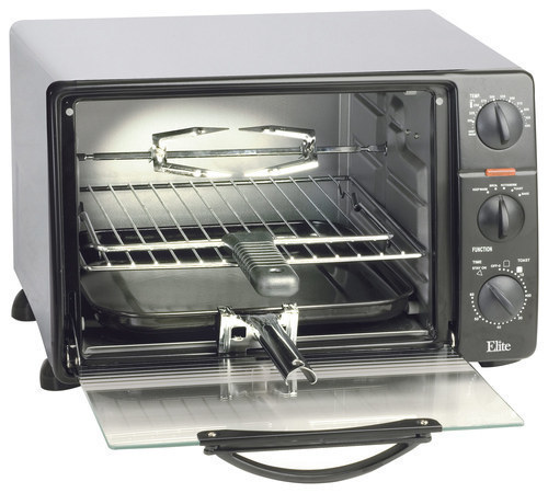 Elite Cuisine - 0.8 Cu. Ft. 6-Slice Toaster Oven Broiler - Black