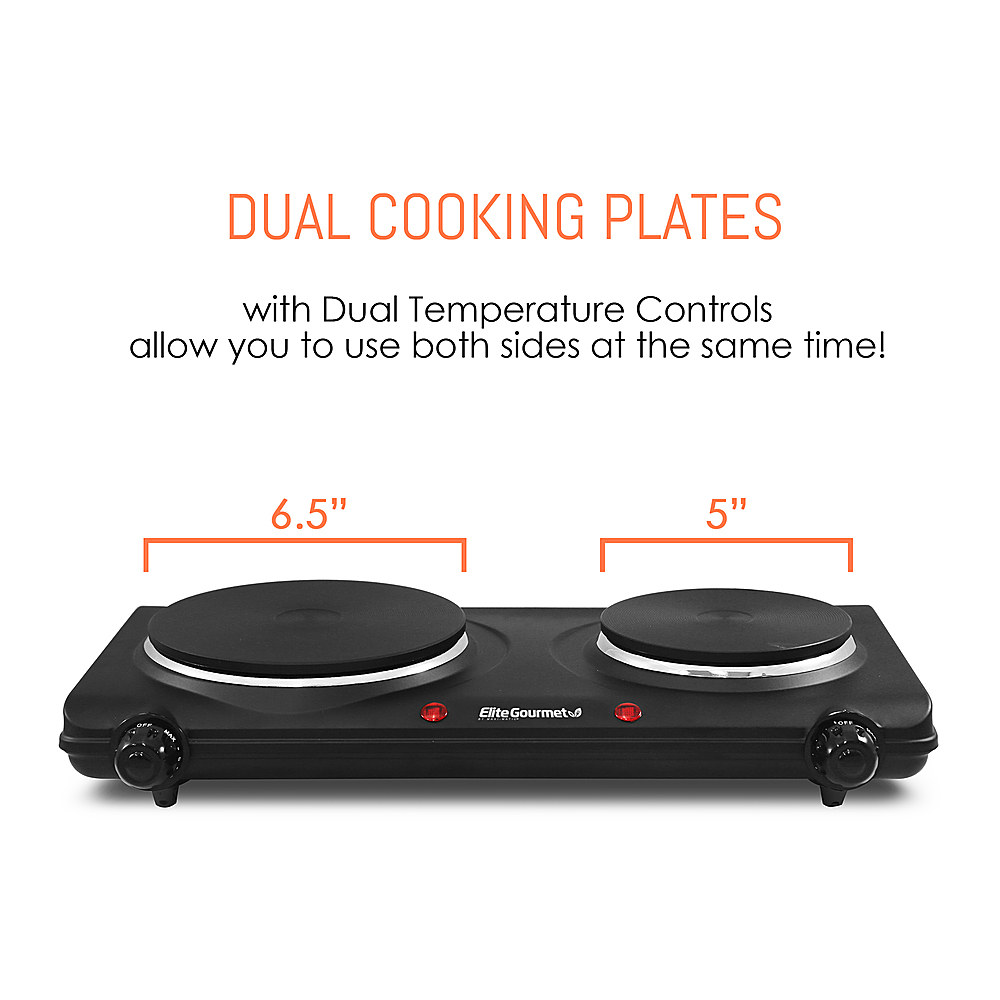 Elite Cuisine Electric Double Cast Burner Hot Plate 