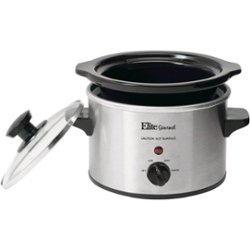 Elite Gourmet - 1.5Qt. Mini Slow Cooker - Stainless steel - Front_Zoom