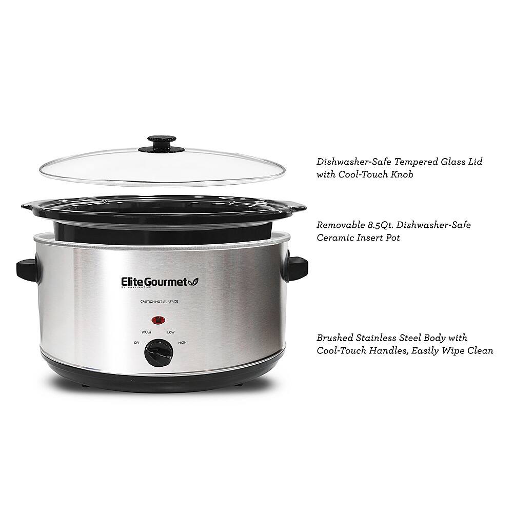 Elite Gourmet 8.5 Qt. Slow Cooker brushed stainless steel MST900V