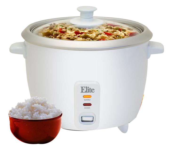 Angle View: Elite Gourmet - 6-Cup Rice Cooker - White