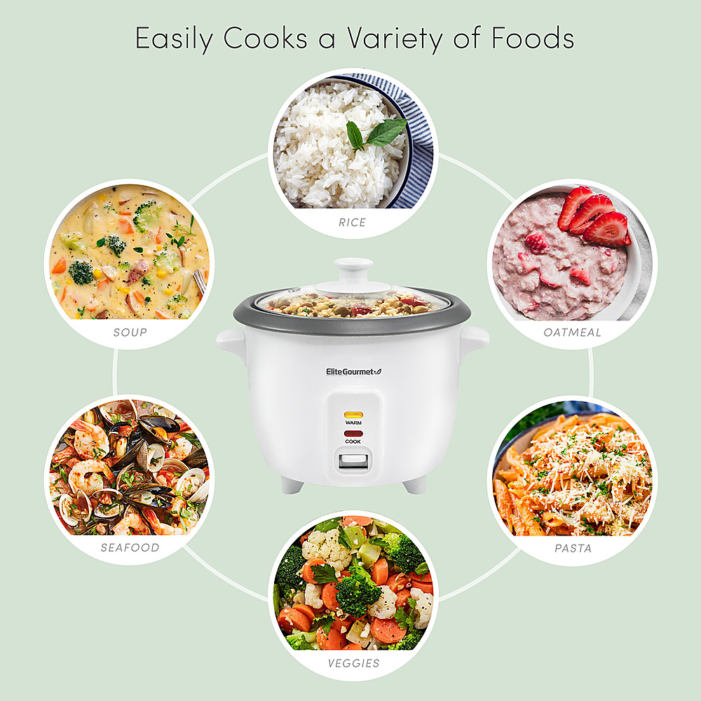Elite Gourmet ERC-003ST 6-Cup Rice Cooker with Steam Tray