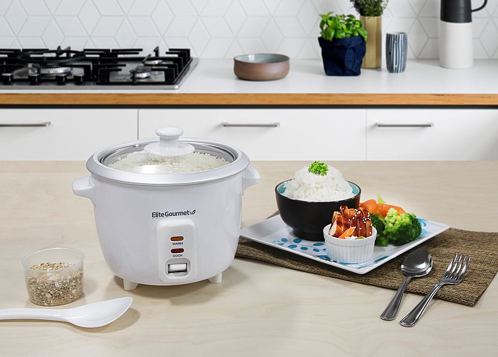Elite Gourmet 6-cup Rice Cooker with 304 Stainless-Steel Inner Pot