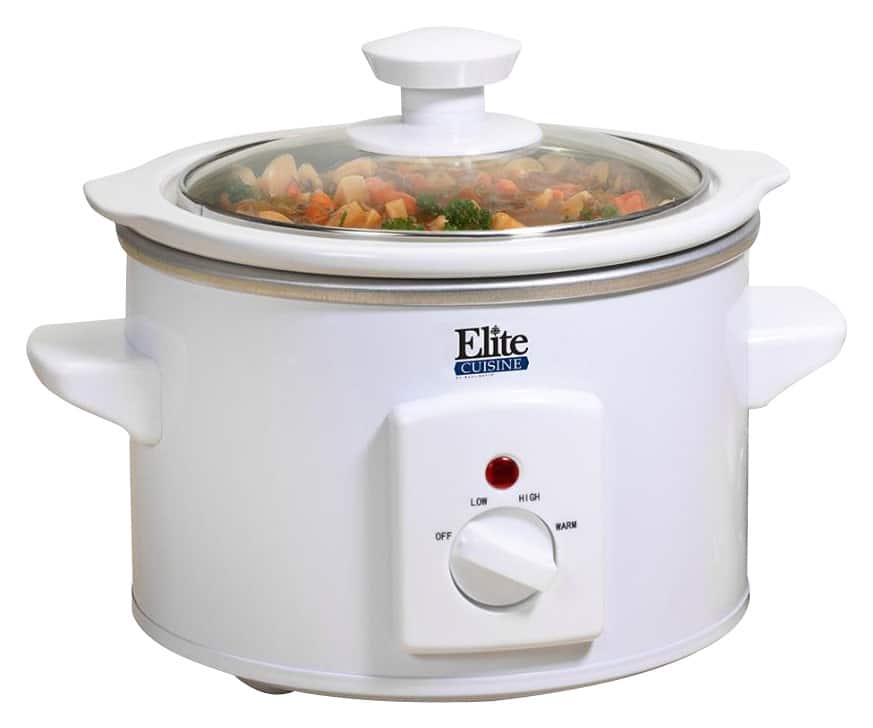 Angle. Elite Gourmet - 1.5Qt. Mini Slow Cooker - White.