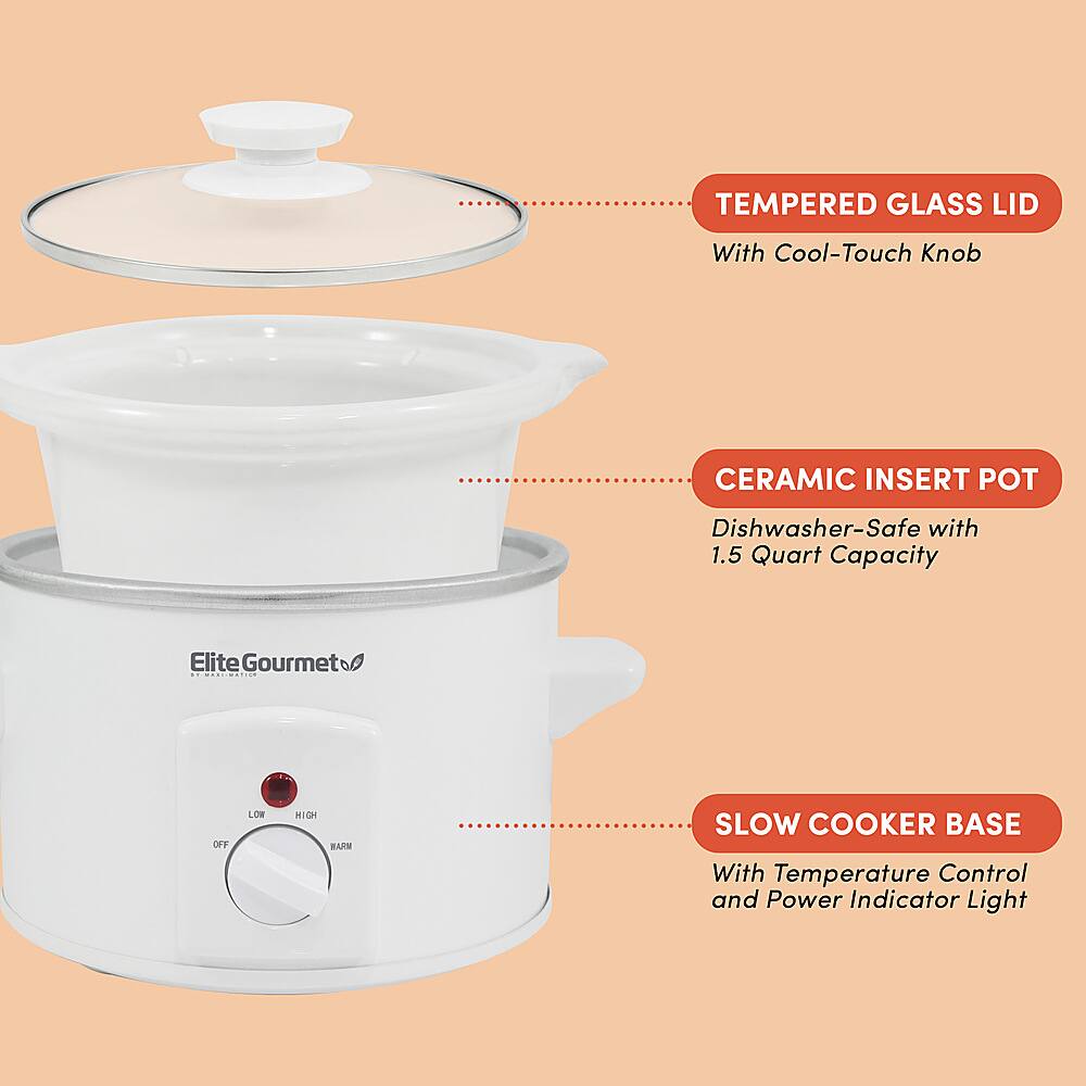 Customer Reviews Elite Gourmet 1.5Qt. Mini Slow Cooker White MST250XW