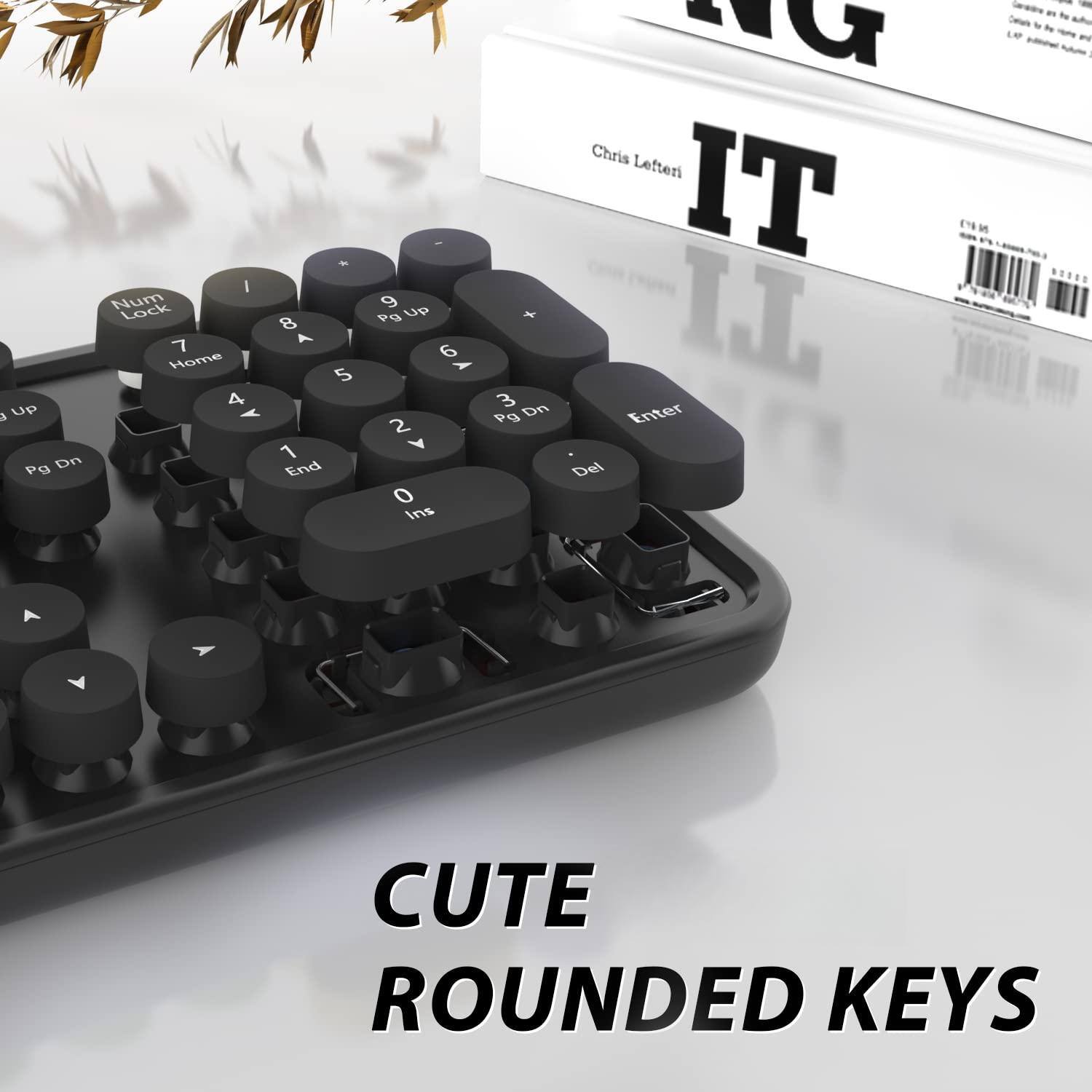 PO3TICJUNKI3 Wireless And Mouse Combo Cute Full Size 104 key Typewriter ...