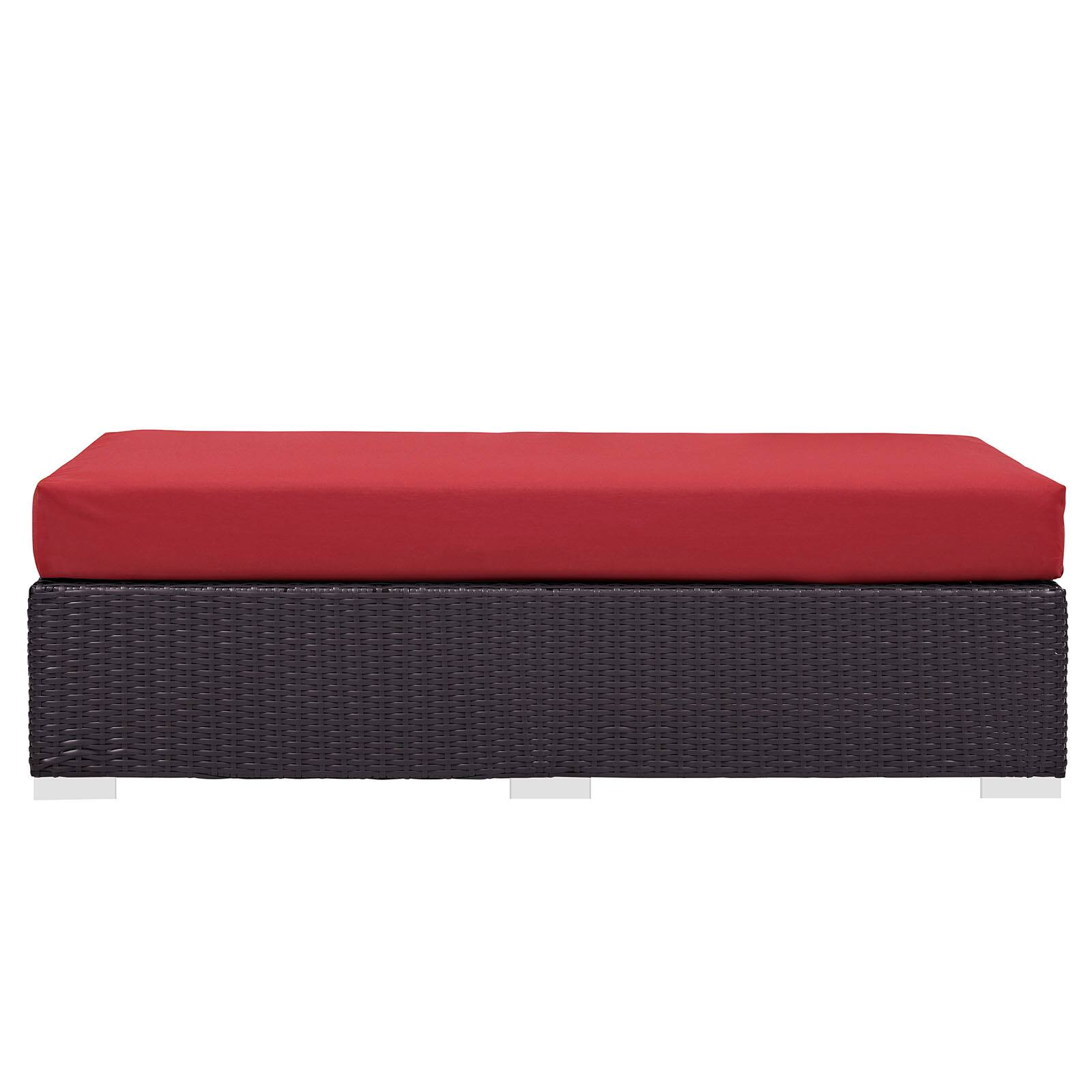 Alt View 1. Modway - Convene Outdoor Patio Fabric Rectangle Ottoman by Modway - Espresso Red.