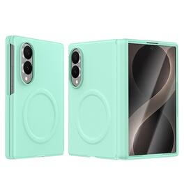 Dteck - Magnetic Case for Samsung Galaxy Z Fold8 (2026), Hinge Protection with Screen Cover,Leather Texture Full Body Protection - Green