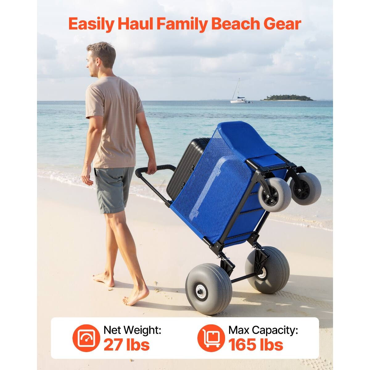 Easily Haul Family Beach Gear

Net Weight: 27 lbs

Max Capacity: 165 lbs