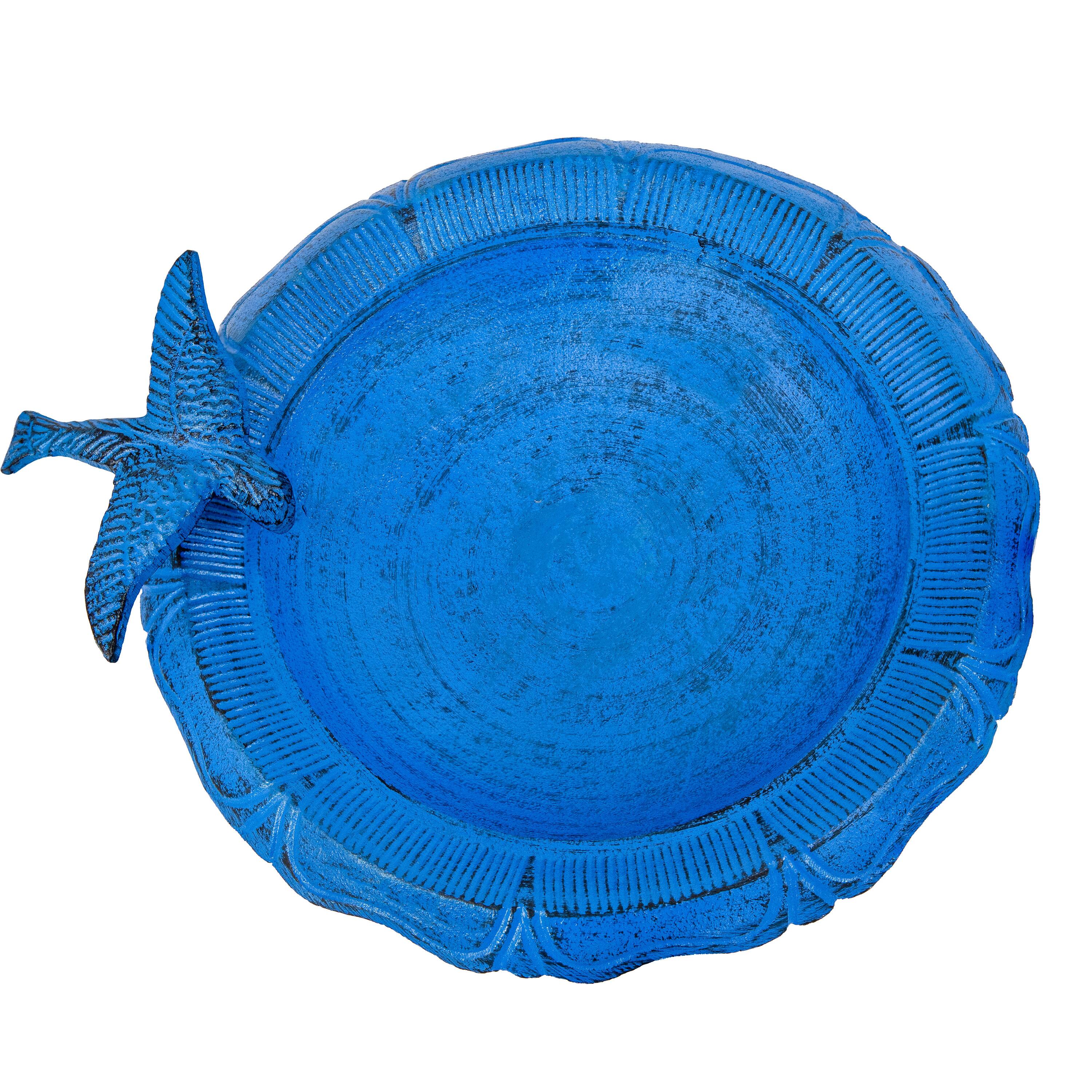 Alt View 9. Sunnydaze - Garden Visitor Metal Bird Bath - 22.75 in - Blue Patina.