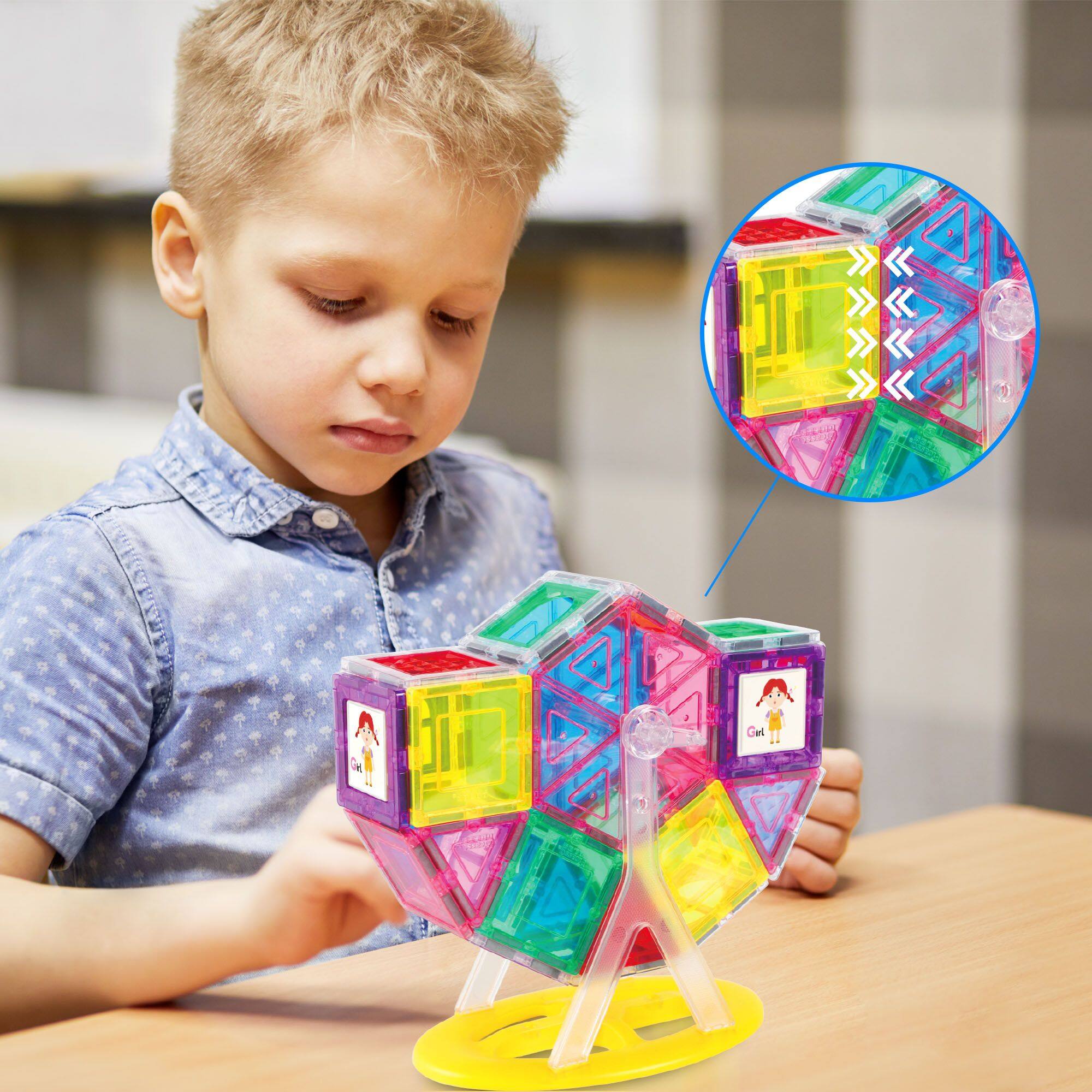 Alt View 1. PicassoTiles - PicassoTiles 9 PC Ferris Wheel Accessory Kit, Magnetic Building Blocks for Kids, Magnet for Kids 3+.
