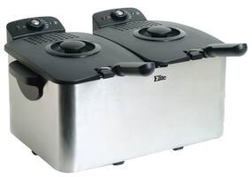 Elite Platinum - 8 qt. Dual-Basket Deep Fryer - Stainless-Steel - Angle_Standard