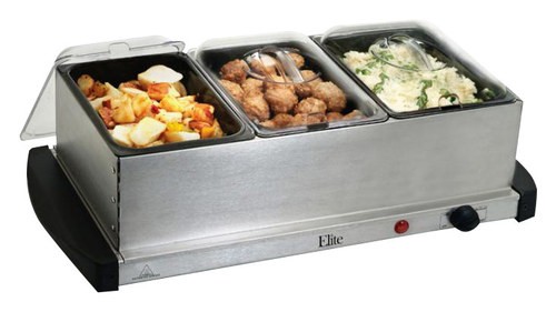 Elite Gourmet Stainless Steel Electric Buffet Server and Warming