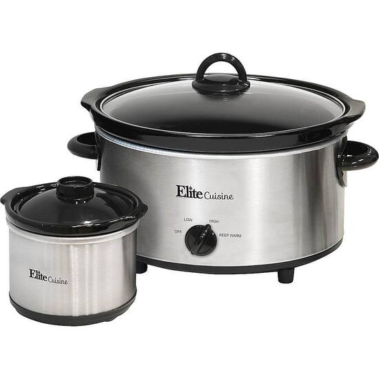 Elite Cuisine 5-Quart Slow Cooker Stainless Steel MST-500D - Best Buy