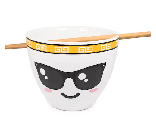 Front. Toynk - Bowl Bop Pho Sho Japanese Dinnerware Set | 16-Ounce Ramen Bowl, Chopsticks - Yellow.