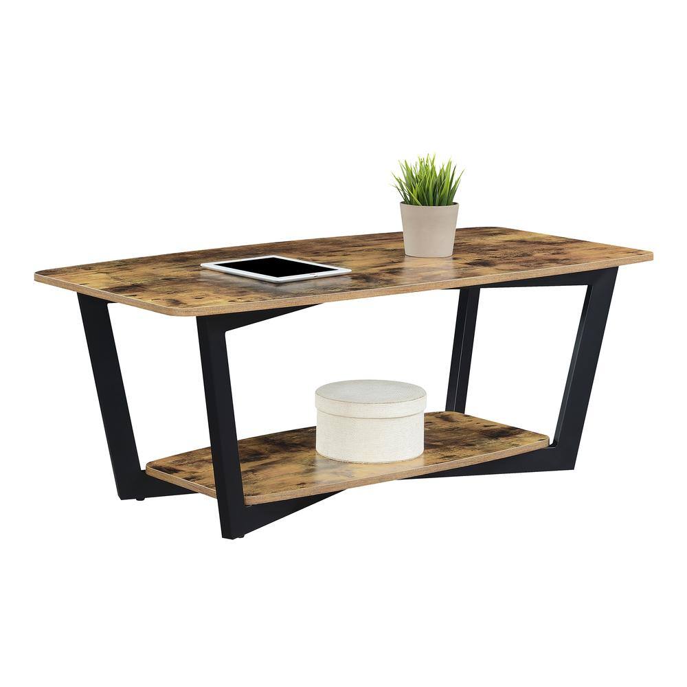 Angle. Convenience Concepts - Graystone Coffee Table with Shelf - Barnwood/Black.