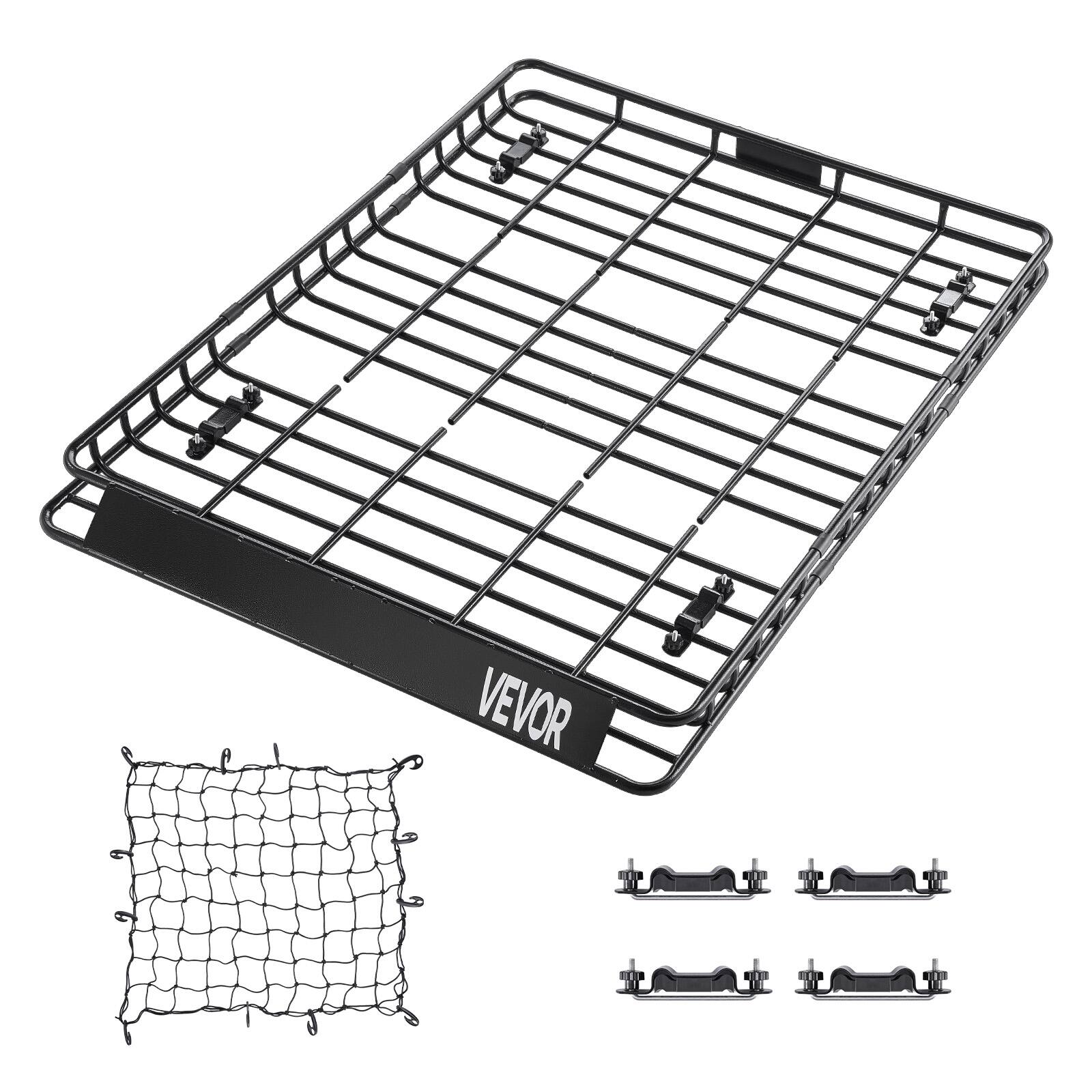 Alt View 5. VEVOR - Roof Rack Basket, 64 x 50 x 4.1 in, Universal Rooftop Cargo Carrier with Two 35.4 x 39.4 in Cargo Net - Black.