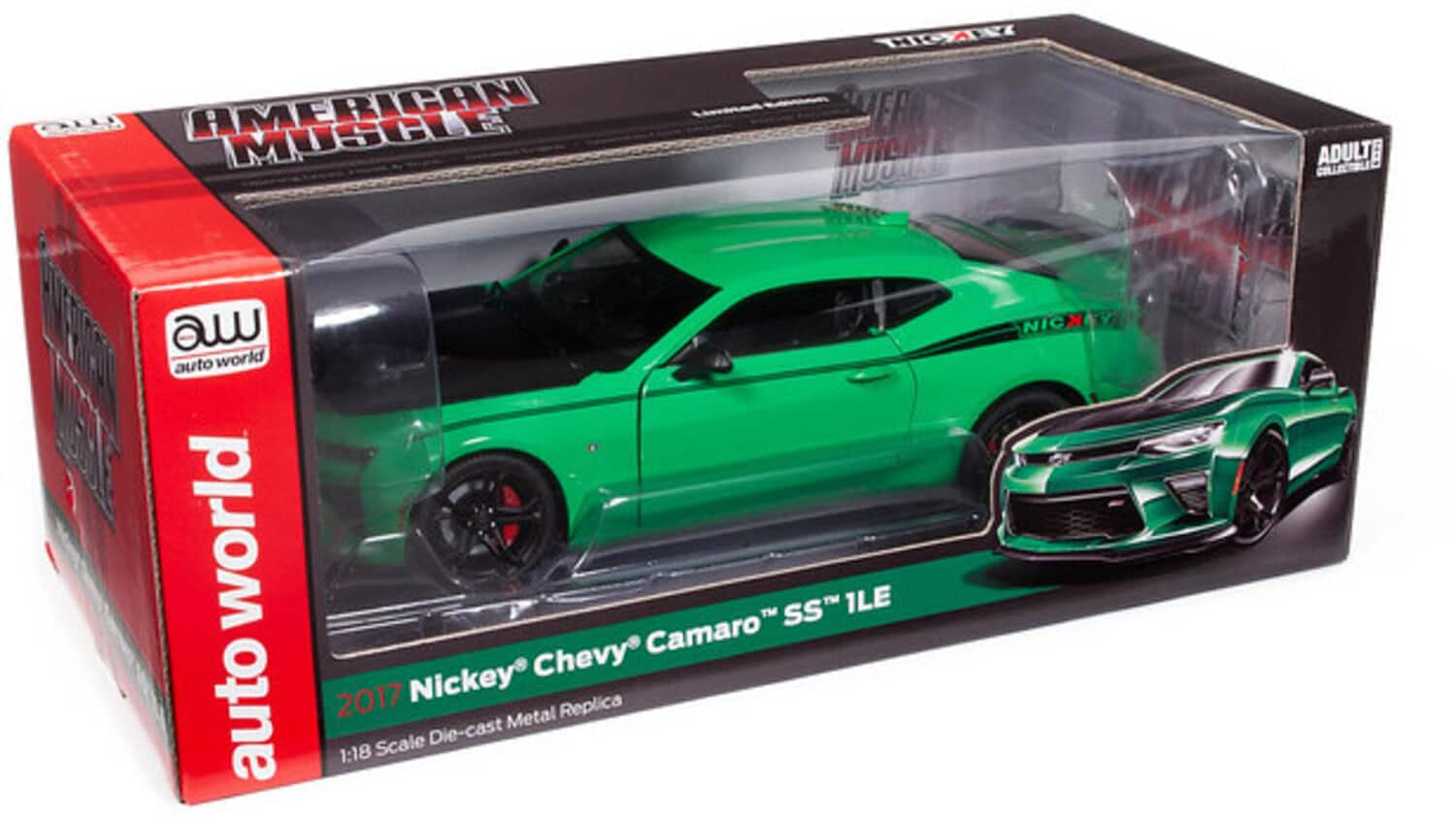 PopMarket - American Muscle 2017 Chevrolet Camaro SS 1LE (NICKEY) - Krypton Green 1/18 Scale Diecast - COLLECTIBLES - Multicolor price history on PriceWatchPro