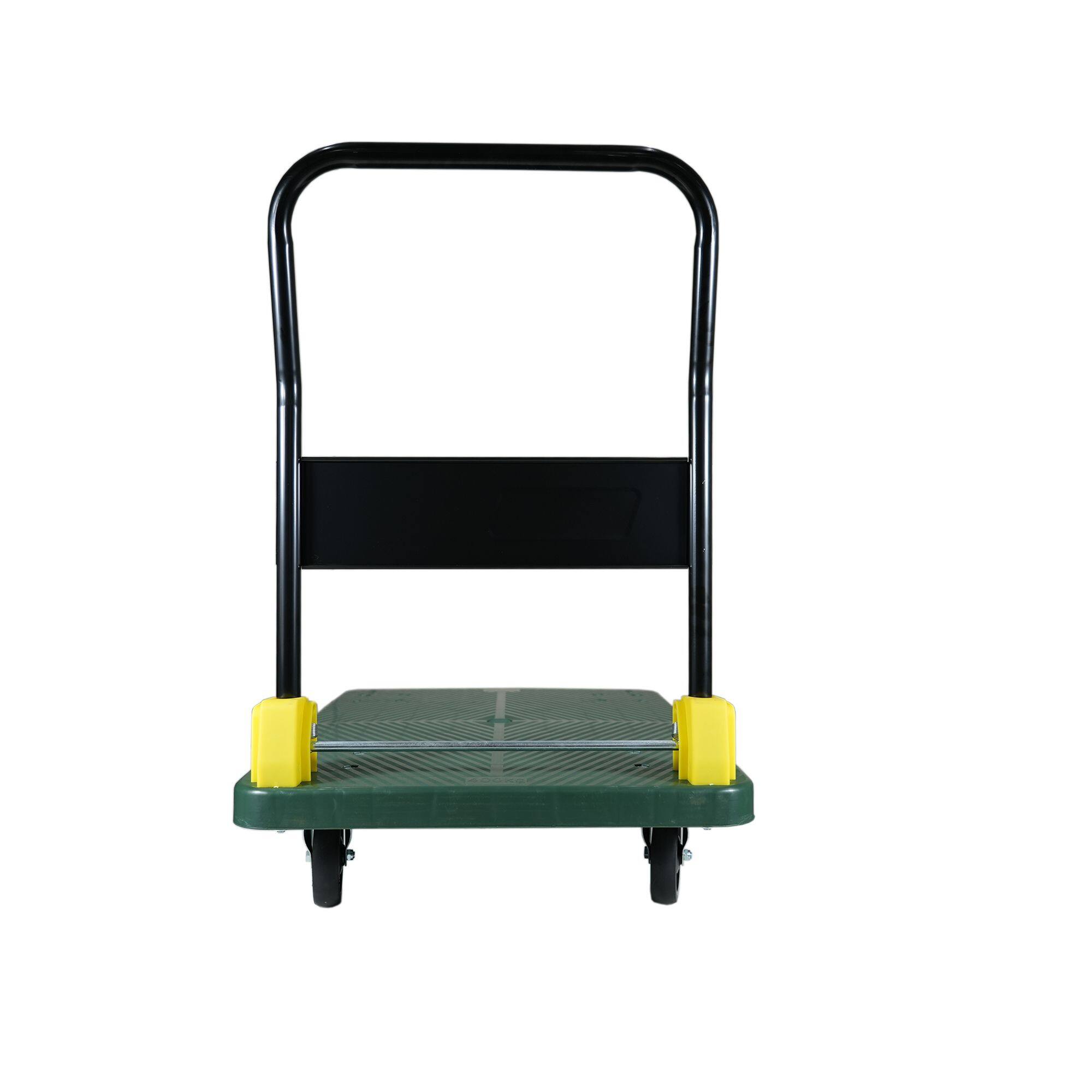 Left. COWLOWN - 880 lbs Foldable Platform Push Hand Truck with 2 Swivel Brake Wheels in Green - Green.