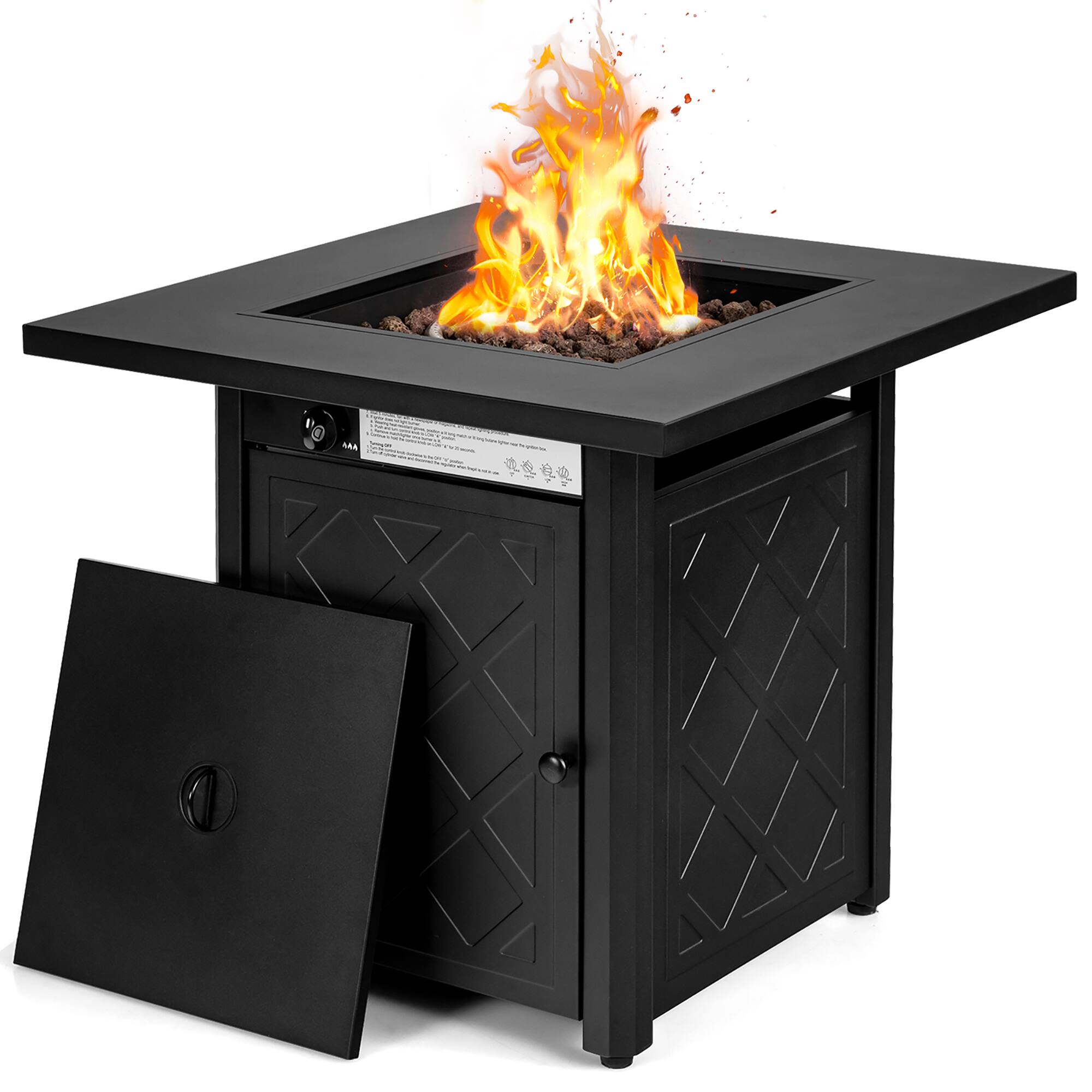 Front. Costway - Costway 28" Propane Fire Pit Table 50,000 BTU Patio Square Gas Fireplace W/Lava Rock - Black.