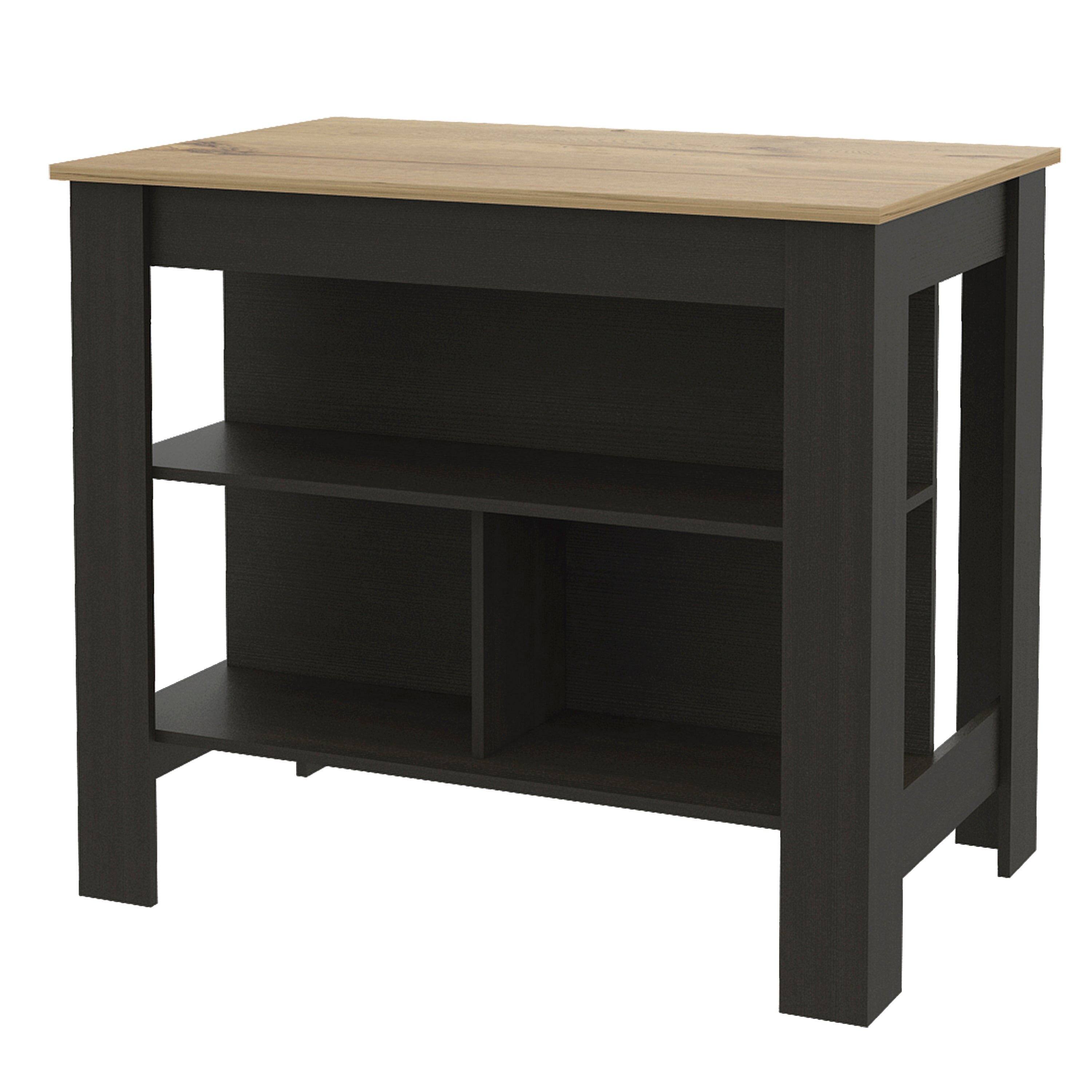 Back. Spaco - Spaco Kitchen Island with 3 Storage Shelves, Spacious Prep Area, Easy Assembly and 40.5 Inch Top - Black+Light Oak.