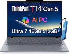 Lenovo - Upgraded - ThinkPad T14 Gen5 14" FHD+ Business Laptop - Intel Core Ultra 7 with 16GB Memory - 512GB SSD - Windows 11 Pro - Luna Grey
