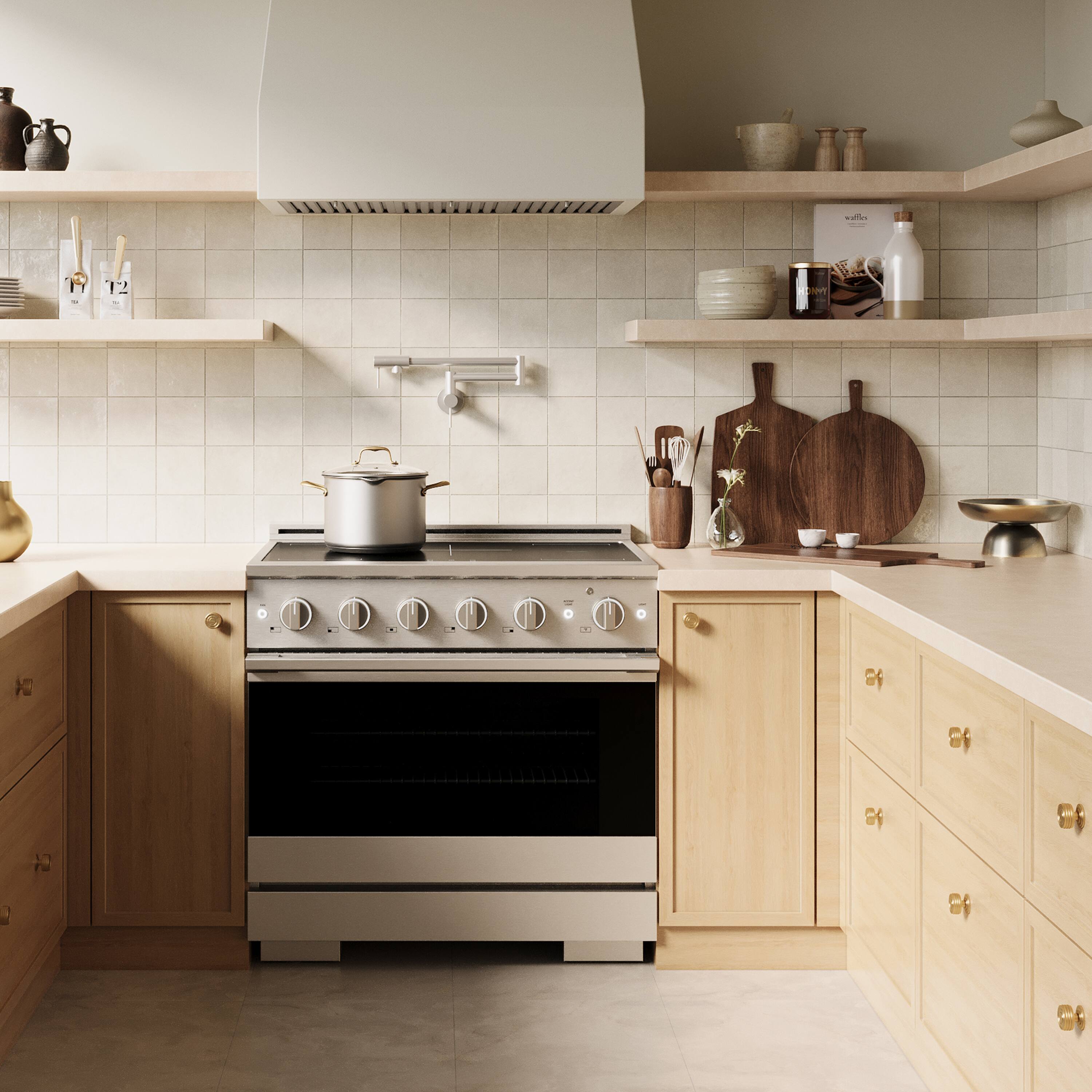 Alt View 2. ZLINE - 36 in. 5.2 cu. ft. Marino Freestanding Induction Range with 5 Burners and Convection Oven in Stainless Steel - Stainless Steel.