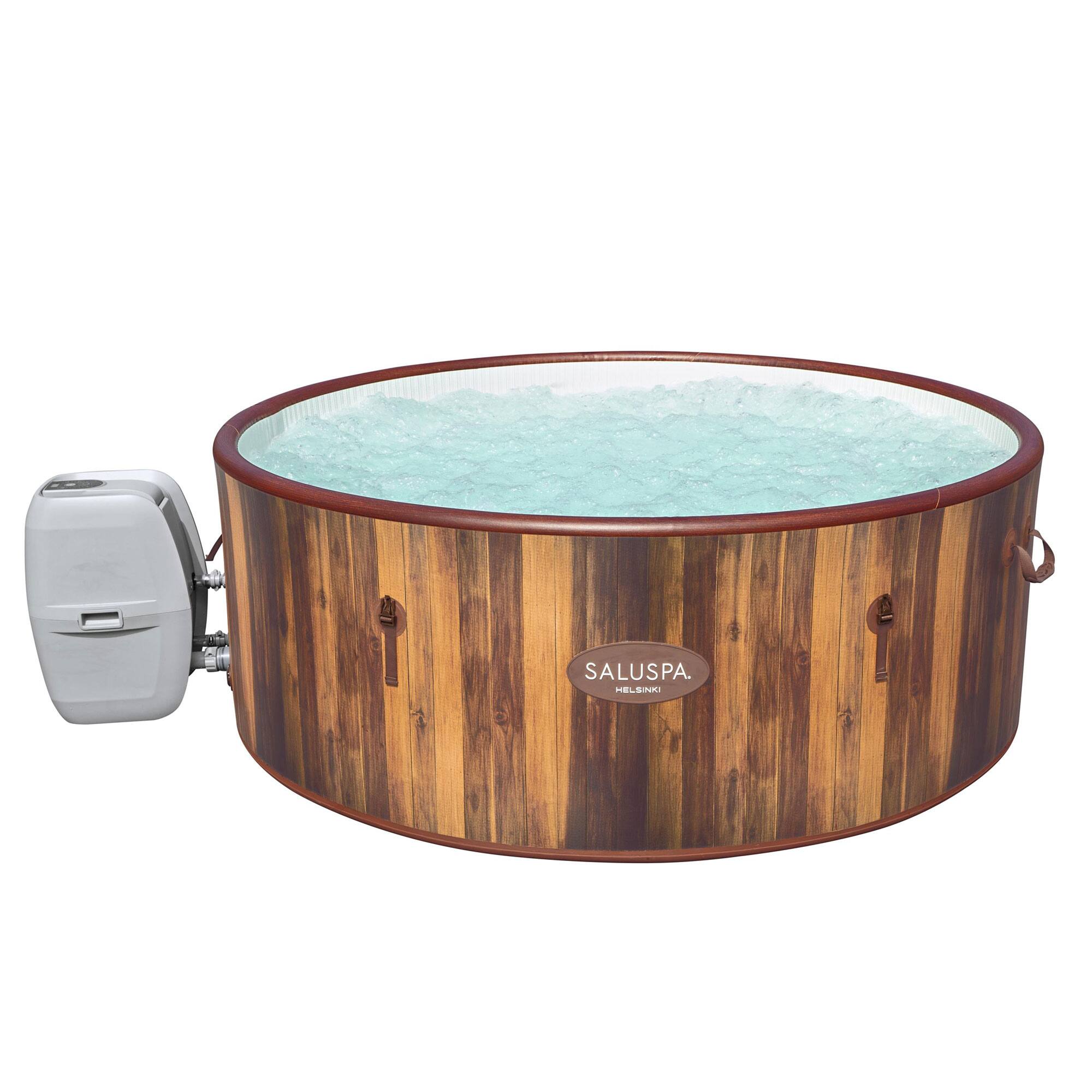 Front. Bestway - Inflatable Hot Tub Spa + 12 Filter Cartridge Refills - Gray.