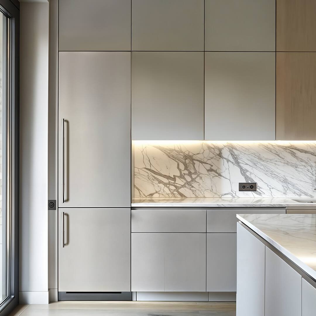 Alt View 4. Ca'Lefort - 22" Panel Ready Refrigerator with Bottom Freezer, 3-zone Temperature Control, Built-in ，Perfect for Modern Kitchens - white.