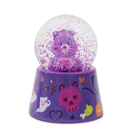 Front. Silver Buffalo - Care Bears Harmony Bear Frankenstein 3-Inch Mini Light-Up Snow Globe - Purple.