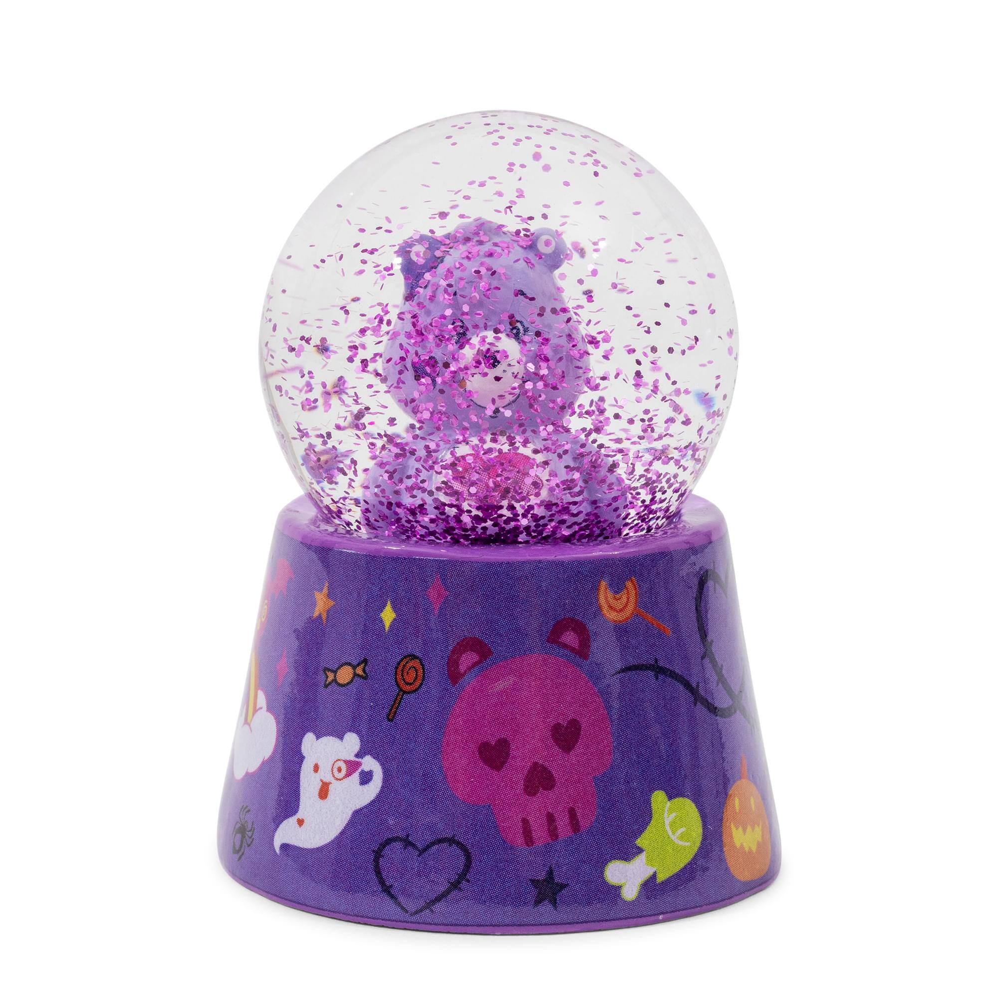 Front. Silver Buffalo - Care Bears Harmony Bear Frankenstein 3-Inch Mini Light-Up Snow Globe - Purple.