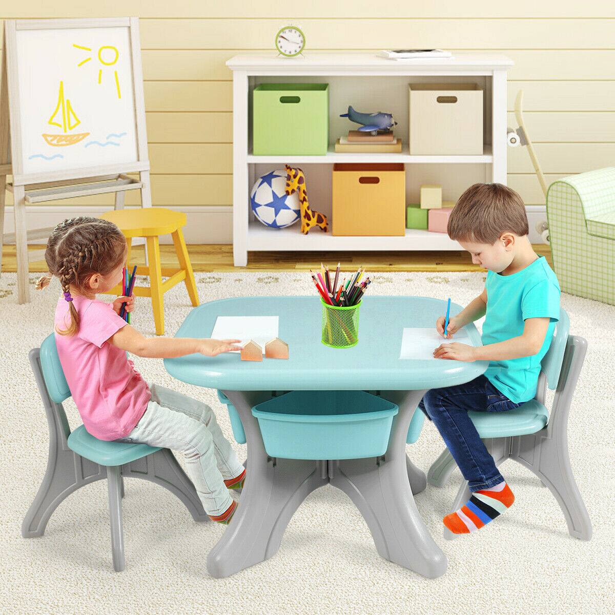 Alt View 5. Gymax - Gymax Children Kids Activity Table Chair Set Play Furniture W/Storage - Grey.