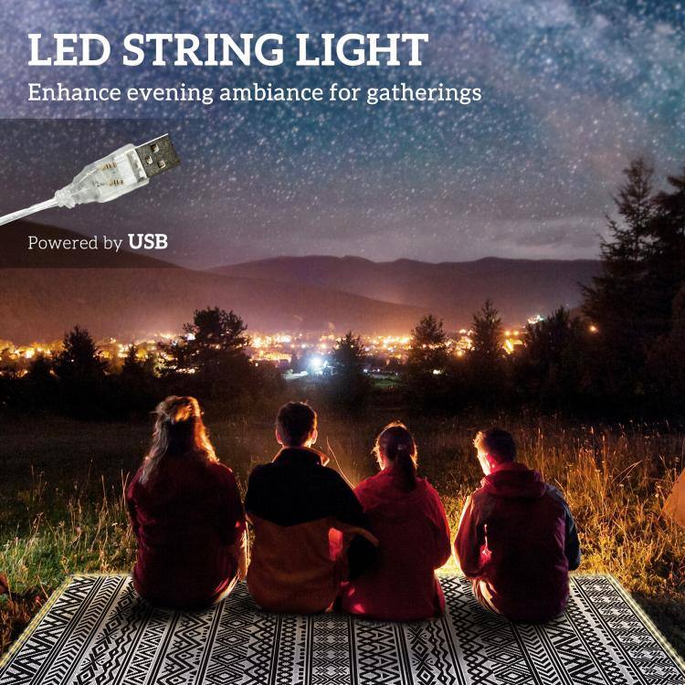PULUZ Outdoor Rug Carpet with USB Lights Reversible Patio Rug with ...