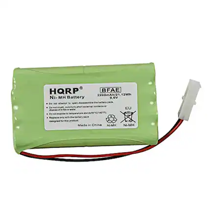 HQRP BFAE 2200mAh/21.12Wh Ni-MH Battery
- Do not attempt to disassemble the battery pack.
- Do not crush, puncture, short circuit contacts or dispose of in fire.
- Do not expose to temperature above 80°C (140°F).
- Replace only with the battery pack designed for this product.
- Made in China
Ni-MH
EU
Ni-MH