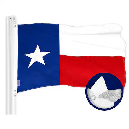 Front. G128 - Texas State Flag 20 x 30 in Embroidered 300D Polyester Indoor/Outdoor with Brass Grommets. - Assorted Colors.