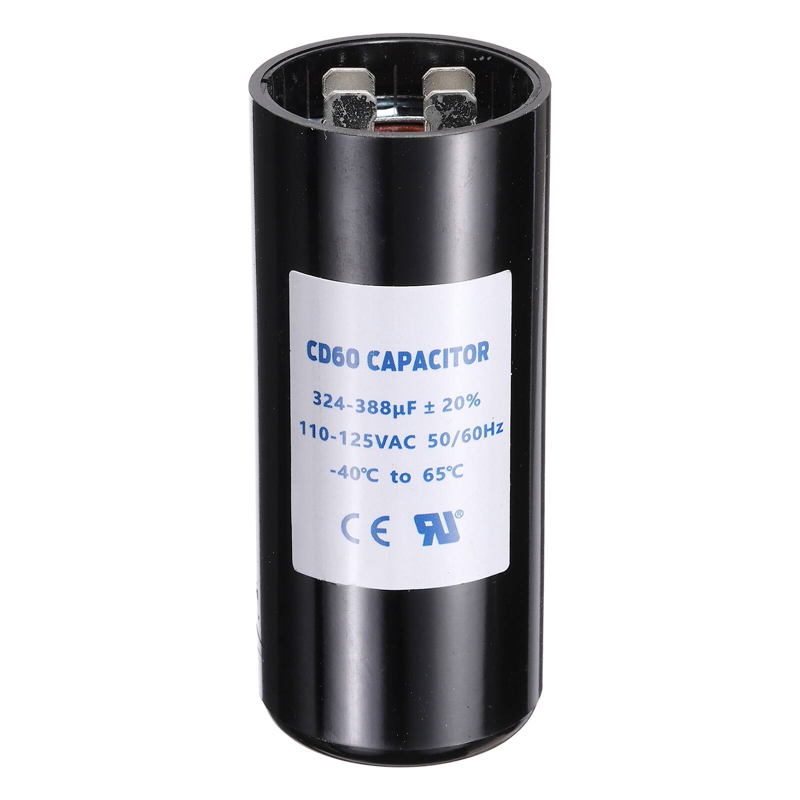 CD60 CAPACITOR  
324-388µF ±20%  
110-125VAC 50/60Hz  
-40°C to 65°C  
CE  
LR