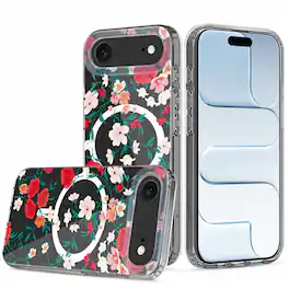 Kitcheniva - Floral Design Hybrid Phone Case With Tempered Glass For iPhone Air - Multicolor